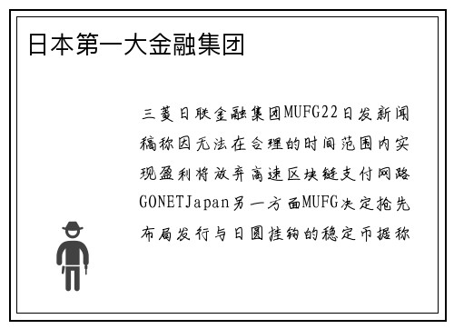 日本第一大金融集团